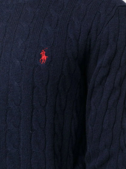 Polo Ralph Lauren Men's Classic Navy Cable-Knit Wool-Cashmere Sweater