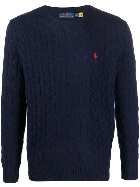Polo Ralph Lauren Men's Classic Navy Cable-Knit Wool-Cashmere Sweater